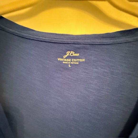 J. Crew Blue Vintage  Cotton Deep V-Neck Tee Shirt Large T-shirt -See notes - Picture 2 of 8